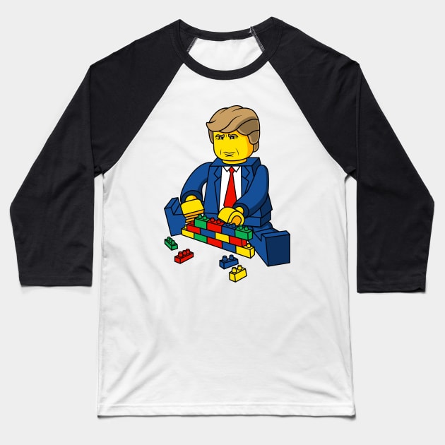 Trump Build A Wall Toy Brick Baseball T-Shirt by mashuptees